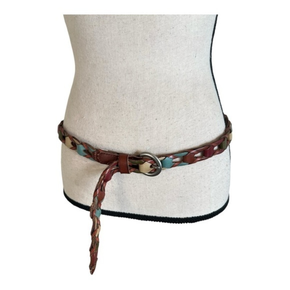 Fossil Vintage Multicolored Braided Chain Link Genuine Leather Belt Size M